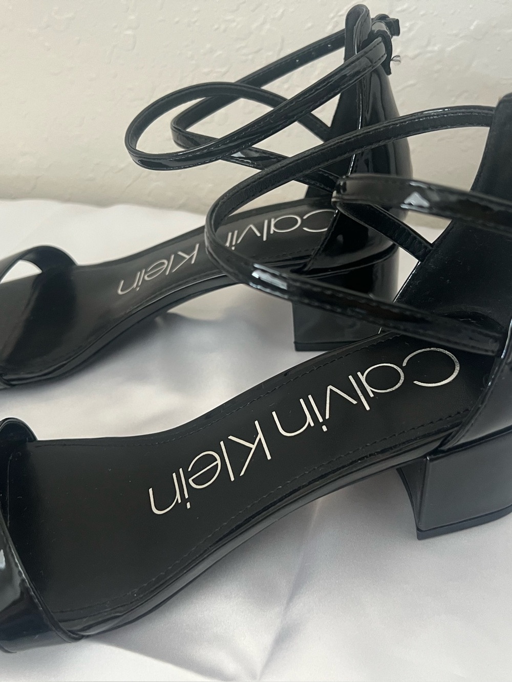 Calvin Klein Black Patent Ankle
Strap Heels Size 9M